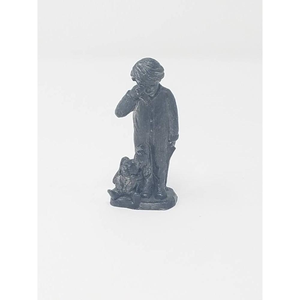 Vtg. Michael Ricker pewter 1990 Christmas Wish List figurine whimsical artsy